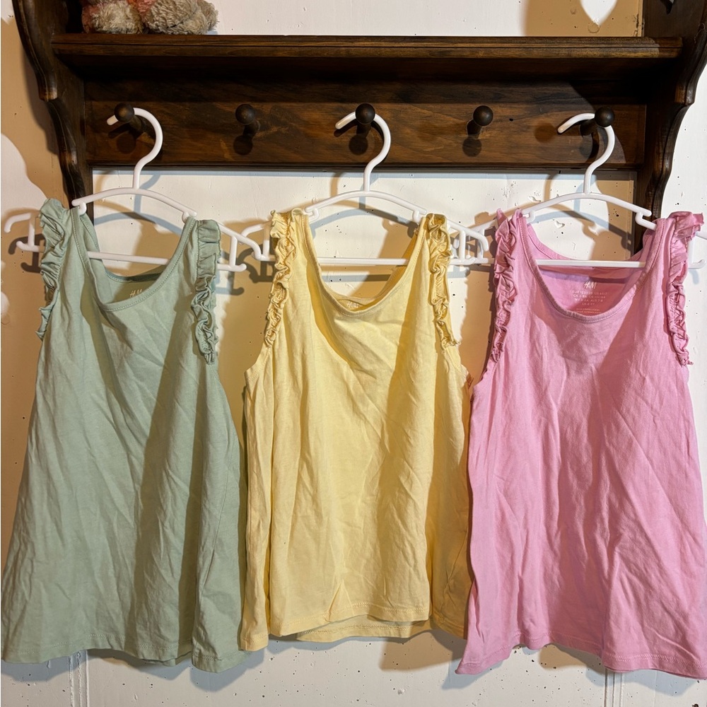 Girls Ruffled Sleeveless Top - Green, Yellow, Pink